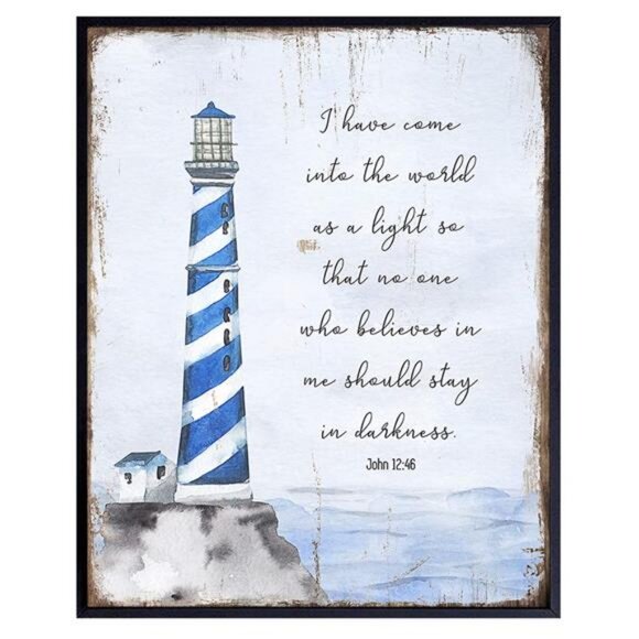 Religious Scripture Wall Decor - Nautical Beach House, Ocean Home Decoration - Picture 1 of 9